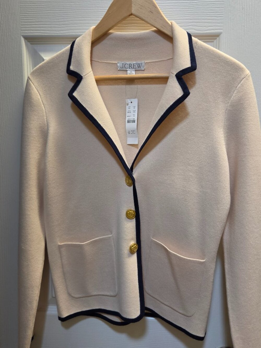J Crew XS sweater blazer tan and Navy XS NWT